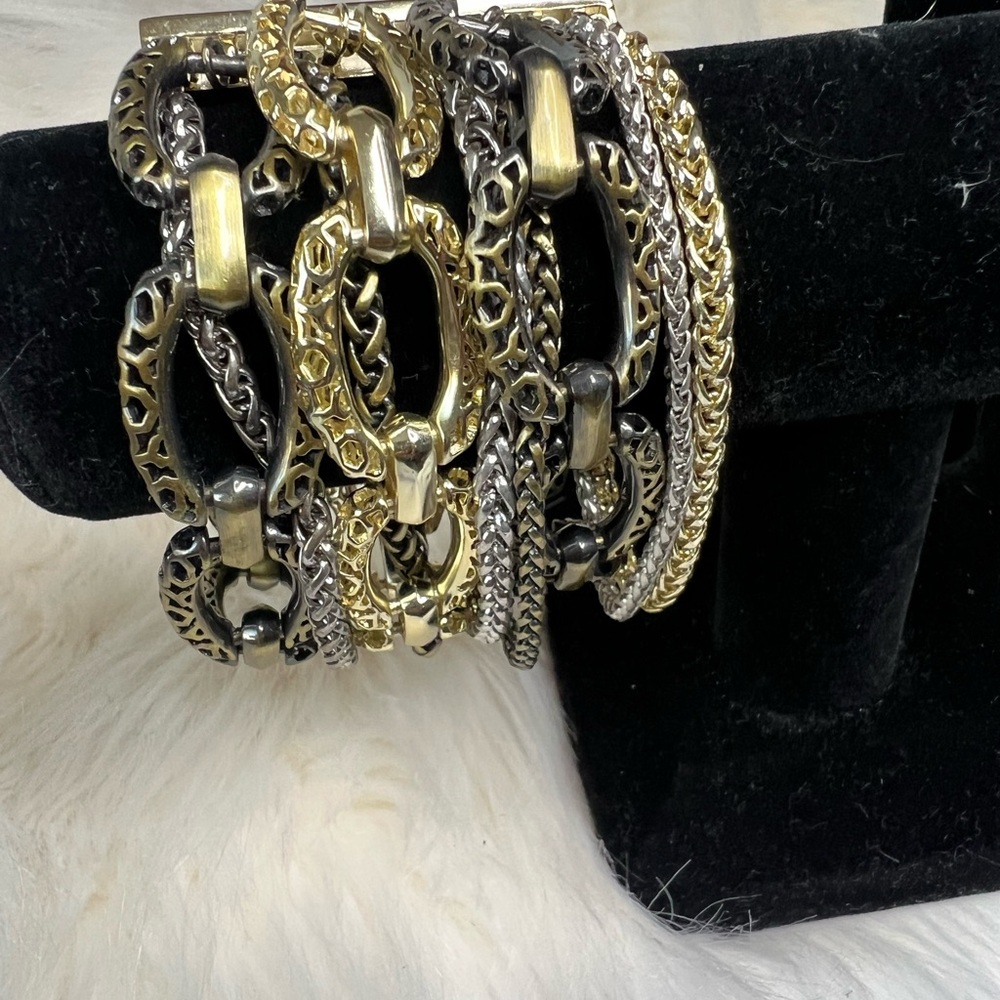 Kendra Scott Monroe Antique Gold and Silver Chain Bracelet 2016